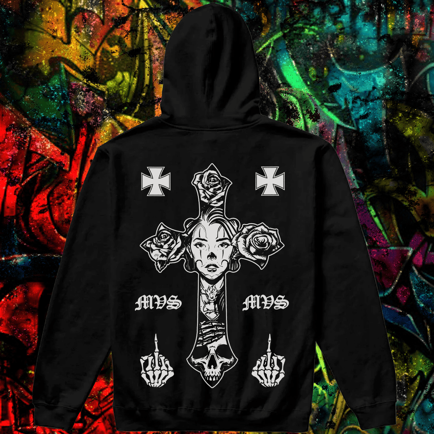HOLLY CROSS BLACK HOODIE