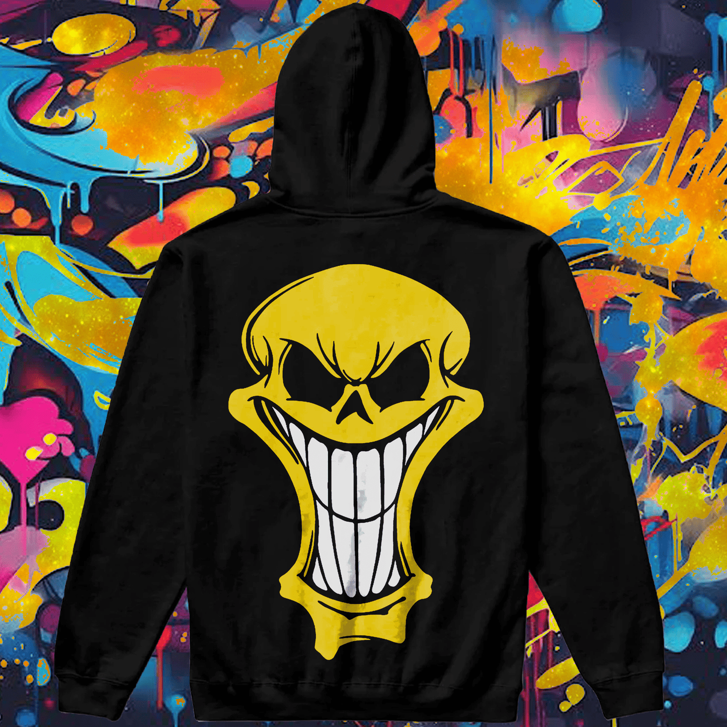 YELLOW MAD MONSTER BLACK HOODIE