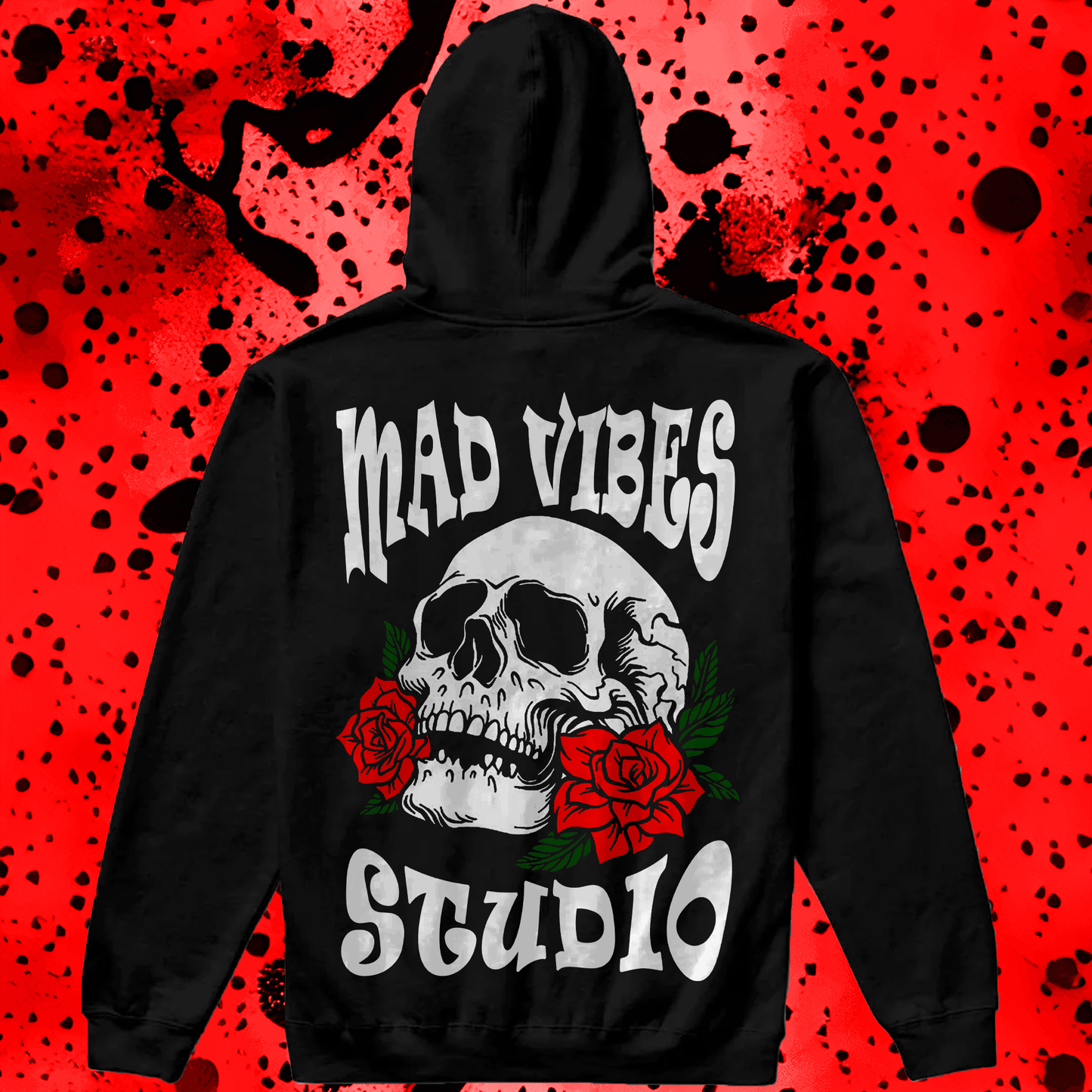 SKULL & ROSES BLACK HOODIE